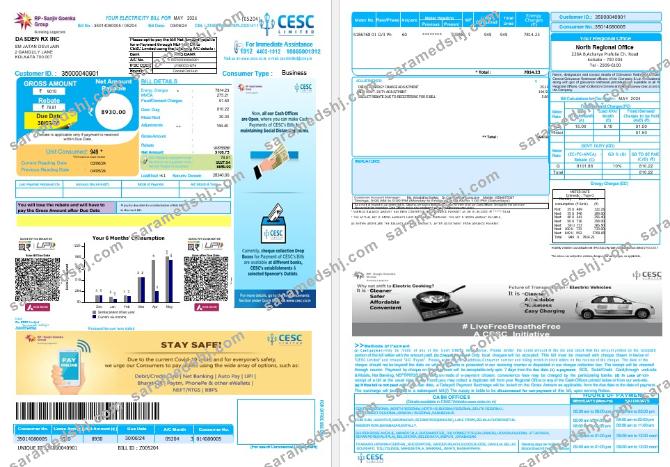 INDIA CESC LIMITED business utility bill Word and PDF template, version 2-các trang đã xóa